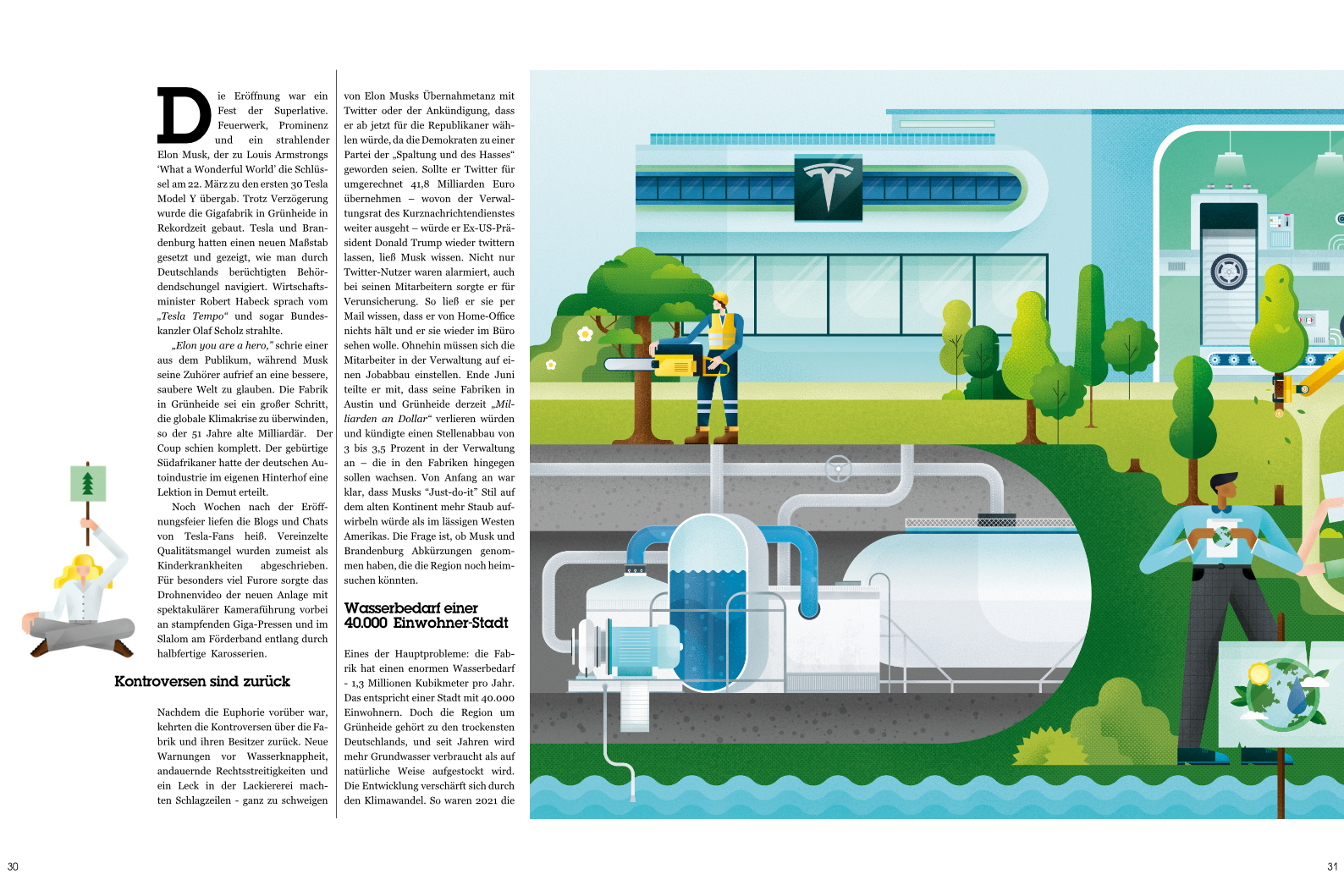 Tesla Factory Illustration — Electrified Magazine — artwork 4