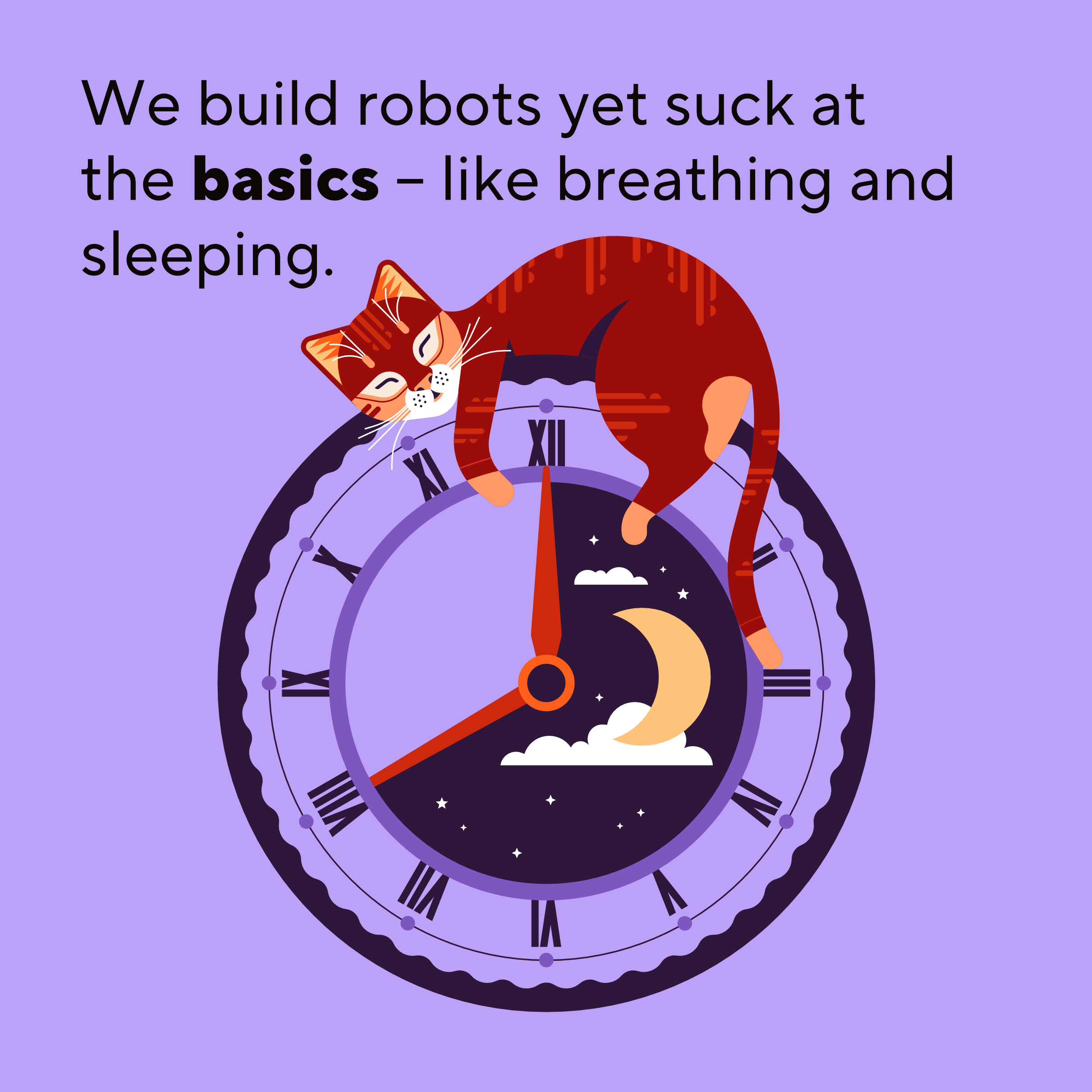 Sleeping cat on a clock